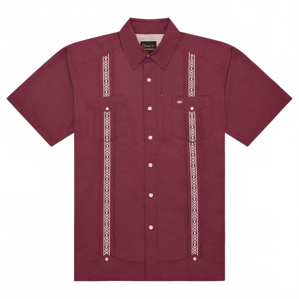 NEW TEXAS STANDARD men's guayabera libre shirt in maroon